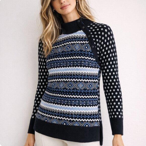 Talbots Sweaters - T by Talbots Fair Isle Mockneck Sweater Cozy Thermolite Blend Fair Isle 2024